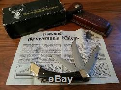 Vintage Browning folding hunter knife Big Game hunting buck skinner bowie withcase