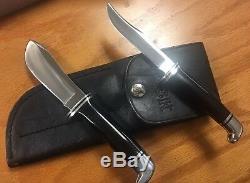 Vintage Buck 104 Twin Hunting Knife Set 102 Woodsman 103 Skinner Knives + Sheath
