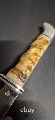 Vintage Buck 105 Pathfinder Hunting Knife Ram Horn Handle 1972-86