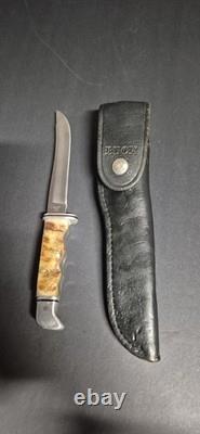 Vintage Buck 105 Pathfinder Hunting Knife Ram Horn Handle 1972-86