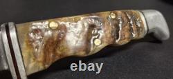 Vintage Buck 105 Pathfinder Hunting Knife Ram Horn Handle 1972-86