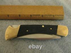 Vintage Buck 110 Inverted USA No Model # Stamp Folding Knife + Orig. Sheath