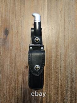 Vintage Buck 119 And Buck 110 In FANTASTIC LOOKING HANDMADE DOUBLE KNIFE SHEATH