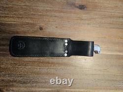 Vintage Buck 119 And Buck 110 In FANTASTIC LOOKING HANDMADE DOUBLE KNIFE SHEATH