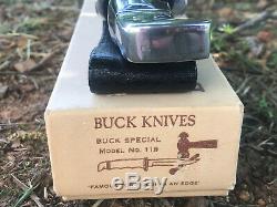 Vintage Buck 119 Barrel Nut Knife With Original Sheath With A Box