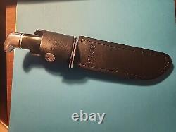 Vintage Buck 119 Fixed Blade Knife With Leather Sheath 1972-1986