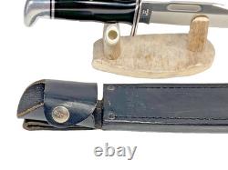 Vintage, Buck 119 U. S. A 10.5 Fixed Blade Hunting Knife with 120 Sheath, Nice