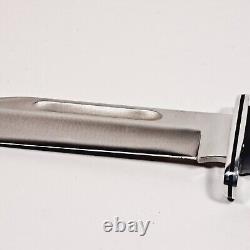 Vintage Buck 120 Fixed Blade Knife 3 Line Stamp With Black Leather Sheath