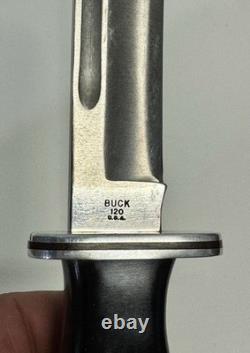 Vintage Buck 120 General Fixed Blade Hunting Knife With Leather Sheath