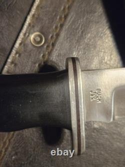 Vintage Buck 120 USA Hunting Knife with Leather Sheath USA 3 Line 1972 early