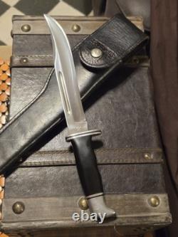 Vintage Buck 120 USA Hunting Knife with Leather Sheath USA 3 Line 1972 early