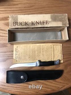 Vintage Buck 121 Fixed Blade Hunting/ Fishing Knife 1972-86 USA w Sheath & Box