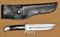 Vintage Buck 124 bowie hunting knife & sheath early 2 line inverted 122 nemo USA