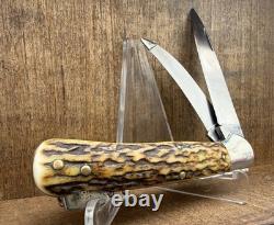 Vintage C. Jul. Herbertz 4 1/4 Stag Lockback Hunting Knife Gut Blade Germany