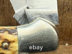 Vintage C. Jul. Herbertz 4 1/4 Stag Lockback Hunting Knife Gut Blade Germany
