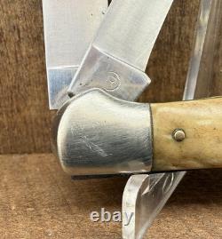 Vintage C. Jul. Herbertz 4 1/4 Stag Lockback Hunting Knife Gut Blade Germany