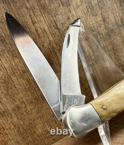 Vintage C. Jul. Herbertz 4 1/4 Stag Lockback Hunting Knife Gut Blade Germany