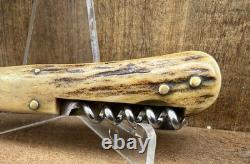 Vintage C. Jul. Herbertz 4 1/4 Stag Lockback Hunting Knife Gut Blade Germany