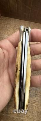 Vintage C. Jul. Herbertz 4 1/4 Stag Lockback Hunting Knife Gut Blade Germany