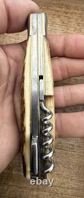 Vintage C. Jul. Herbertz 4 1/4 Stag Lockback Hunting Knife Gut Blade Germany