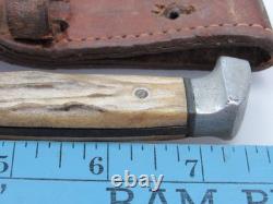 Vintage CASE Hunting Knife Fixed Blade Stag Handle XX Leather Sheath