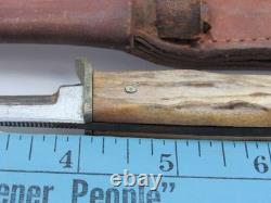 Vintage CASE Hunting Knife Fixed Blade Stag Handle XX Leather Sheath