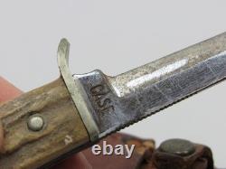 Vintage CASE Hunting Knife Fixed Blade Stag Handle XX Leather Sheath