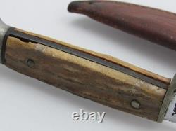 Vintage CASE Hunting Knife Fixed Blade Stag Handle XX Leather Sheath