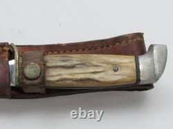 Vintage CASE Hunting Knife Fixed Blade Stag Handle XX Leather Sheath