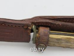 Vintage CASE Hunting Knife Fixed Blade Stag Handle XX Leather Sheath