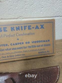 Vintage CASE XX 1935 Patent Handle Knife Hatchet Ax Combo Tested XX with Box