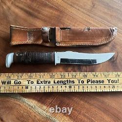 Vintage CASE XX USA 323-6 Fixed Blade Knife Stacked Leather + Orig Sheath