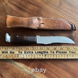 Vintage CASE XX USA 323-6 Fixed Blade Knife Stacked Leather + Orig Sheath