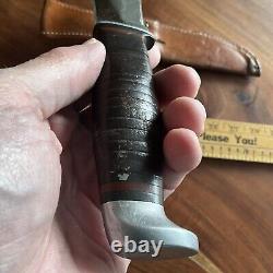 Vintage CASE XX USA 323-6 Fixed Blade Knife Stacked Leather + Orig Sheath