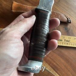 Vintage CASE XX USA 323-6 Fixed Blade Knife Stacked Leather + Orig Sheath