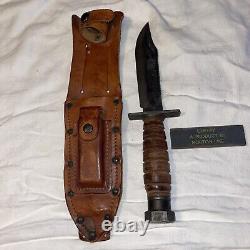 Vintage Camillus NY Fixed Blade Pilot Survival Knife & Scabbard & Stone 2-1971