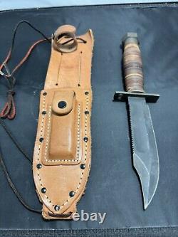 Vintage Camillus Pilot Survival Knife Fixed Blade WithSheath & Stone