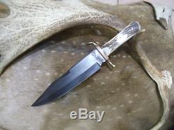 Vintage Carbon steel Hunting ancient warrior Bowie Knife Stag Antler handle
