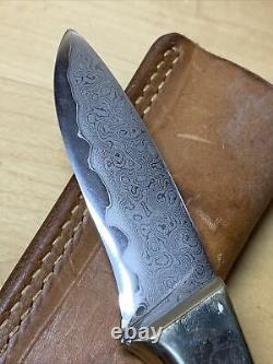 Vintage Carl Schlieper Fixed Blade Damascus RARE Knife Germany Pakka Wood PH