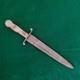Vintage Carnelian Agate Damascus Bowie Hunting Knife Dagger