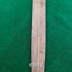 Vintage Carnelian Agate Damascus Bowie Hunting Knife Dagger