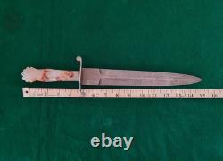 Vintage Carnelian Agate Damascus Bowie Hunting Knife Dagger