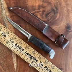 Vintage Case Fixed Blade Knife Leather Stacked Handle With Sheath USA