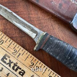 Vintage Case Fixed Blade Knife Leather Stacked Handle With Sheath USA