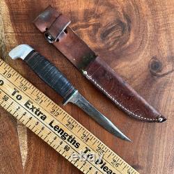 Vintage Case Fixed Blade Knife Leather Stacked Handle With Sheath USA