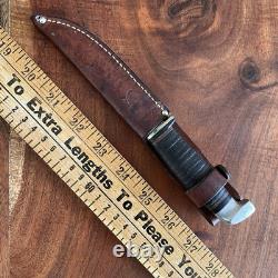 Vintage Case Fixed Blade Knife Leather Stacked Handle With Sheath USA