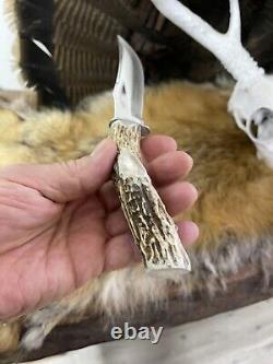 Vintage Case Knife 5 Fixed Blade Leather Handle Leather Sheath