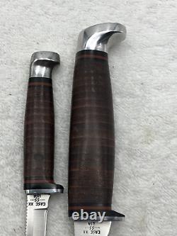Vintage Case XX 1983 Tested XX Razor Edge Fixed Blade 2 Knife Set With Sheath