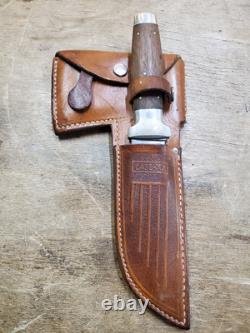 Vintage Case XX Combination Knife and Hatchet Axe Set Wood Handle Leather Sheath