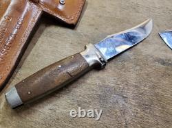 Vintage Case XX Combination Knife and Hatchet Axe Set Wood Handle Leather Sheath